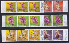 Romania 2007 Orchids Mi. No. 6174-6179 A/D in Strip of 3 with Ornamental Field **