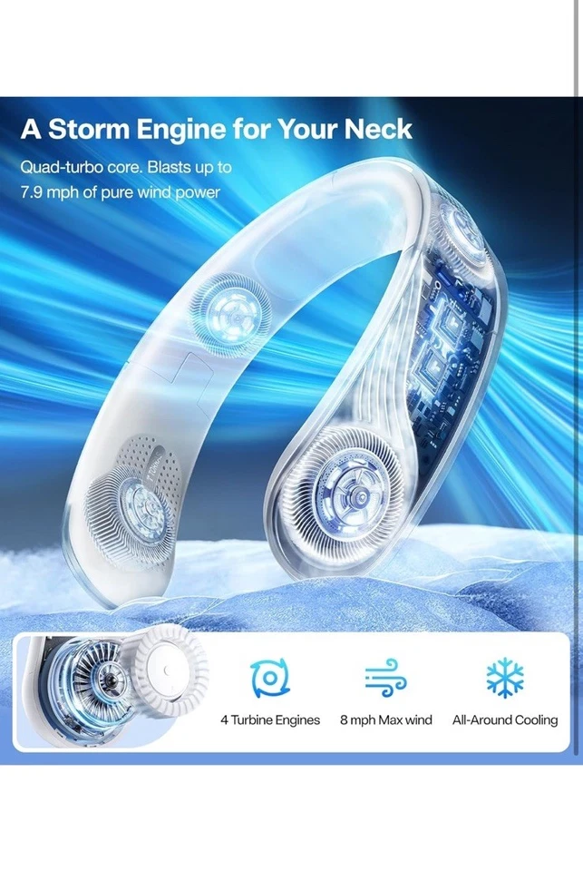TORRAS COOLiTE Neck Fan, Industry’s Strongest Wind Power, Portable Neck Fan - image 3 of 4