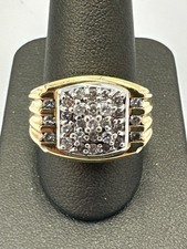 Gent's Diamond Cluster Ring 29 Diamonds .87 Carat T.W. 14K Yellow Go B06001228 