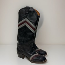 Vintage Miss Capezio Women s 5.5 Western Cowboy Boots Black Leather V-Stripe