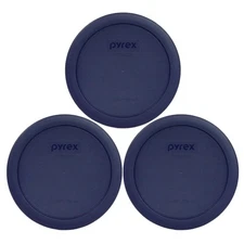 Genuine Pyrex Replacement Lids Navy Blue Set of 3 BPA Free USA Made