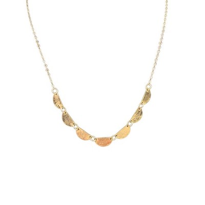 Vintage 14K Gold Filled Necklace Hammered Half Moon Textured  16-18 Inch