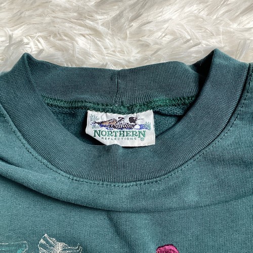 Vintage Northern Reflections Women’s Medium Sweatshirt Floral Embroidered Nature - Picture 4 of 8