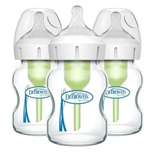 Dr Brown's Natural Flow Options Wide Neck Glass Baby Bottles 5 oz Pack of 3 New