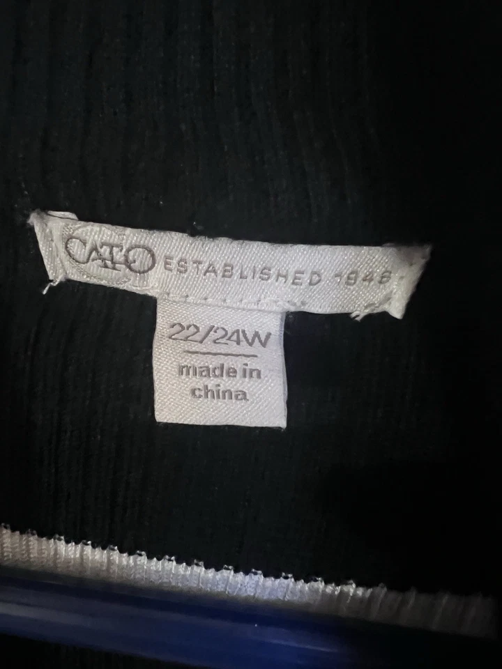 Cato Sweater Dress Size 22/24W Black White Striped Zip Collar Midi Soft Knit - Image 4 of 4