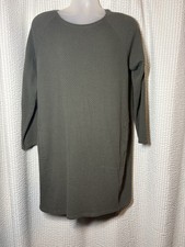 Pure Jill Dress Womens Textured Knit Shift Dress in Olive Green Side Pockets LGE