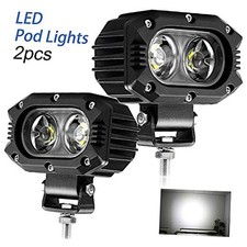 LED Flood Lights Pods 2pcs 4inch 48W Flood Beam Fog Lights for Motorcycle ATV