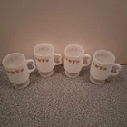 Vintage Lot Of 4 MCM Pyrex Butterfly Gold Footed Pedestal Mugs