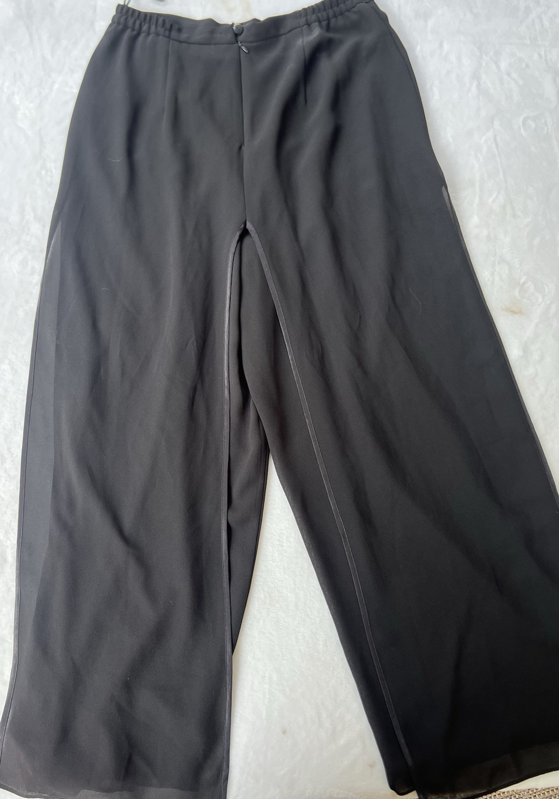 Dawn Joy Evening Sheet Black Palazzo Pants Under Sheer Black Skirt Panels 14