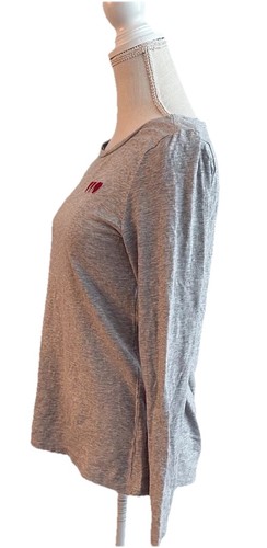 Loft Long Sleeve Grey Tee w/ Red Hearts Long Sleeve Size M - Picture 4 of 5
