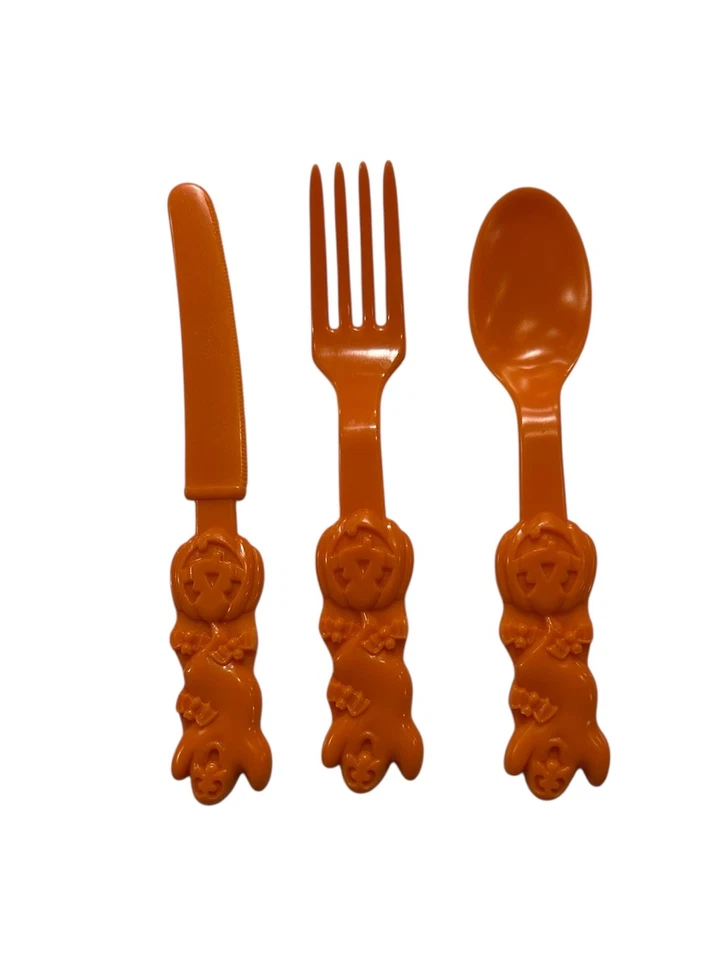 1997 Vintage Halloween Wilton Party Cutlery Set Orange Utensils Retro - Image 2 of 4