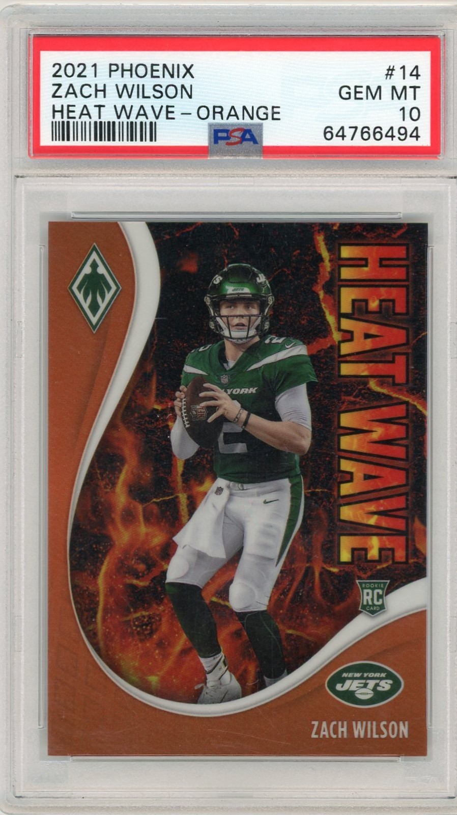 Zach Wilson Panini Phoenix Heat Wave #14 Orange