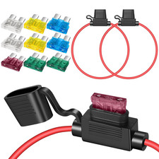 2Pcs 12 AWG Inline Fuse Holder 12V ATC/ATO Blade Fuse Holder with Waterproof Cap
