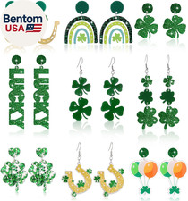 9 Pairs St Patricks Day Earrings Green Shamrock Earrings St. Patrick'S Day Jewel