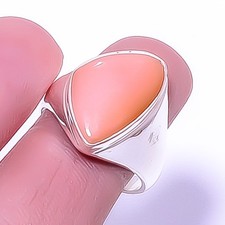 Baby Pink Opal - Peru 925 Sterling Silver Solitaire Ring s.9 R7631-20 A394