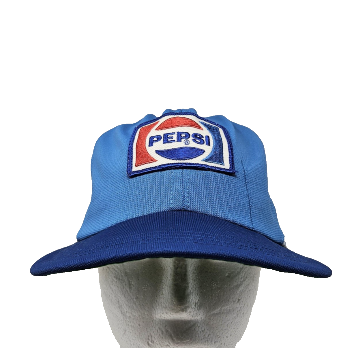 VINTAGE Pepsi Hat Cap Snap Back Blue White Mesh Trucker Patch Soda Mens 80s