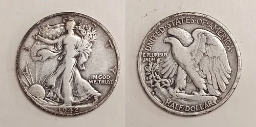 1942-S Walking Liberty Half Dollar - 90% Silver - VG to VF