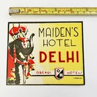 Old luggage / hotel label Maiden's Hotel Delhi India