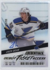2024 Upper Deck Credentials Acetate Debut Ticket Access 89/99 Zach Dean Auto mq5