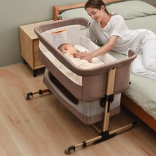 3 in 1 Baby Crib, Bassinet Bedside Crib Adjustable Portable Bed for Infant,Ba...