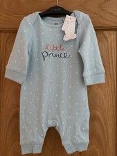 Debenhams - Newborn Footless Baby grow - New With Tags - Blue With star Pattern