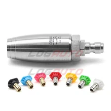 High Pressure Washer Rotating Turbo Nozzle Spray Tip 1/4" 5076PSI for Hot / Cold