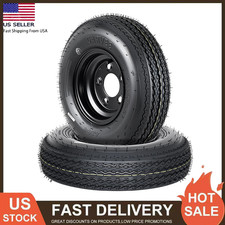 2 Pcs Trailer Tires With Rims 4.80-8 4.80x8 480-8 6pr Load Range C 5 Lug On 4.5