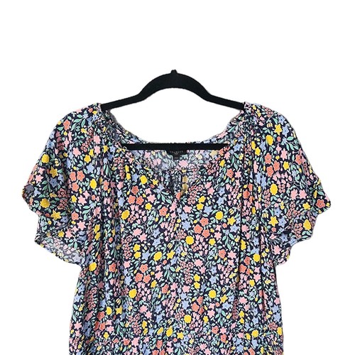 Talbots Floral Gathered Tie Neck Fit & Flare Midi Dress Size 14W - Picture 6 of 8