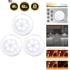 Indoor Motion Sensor Lights LED Puck Light Stick On Battery Operated 3 Pack