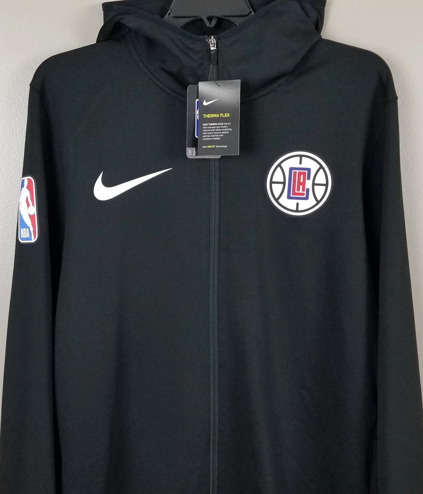 NIKE LA CLIPPERS SHOWTIME HOODIE SWEATSHIRT NBA TEAM ISSUED BLACK NEW (SIZE XLT)