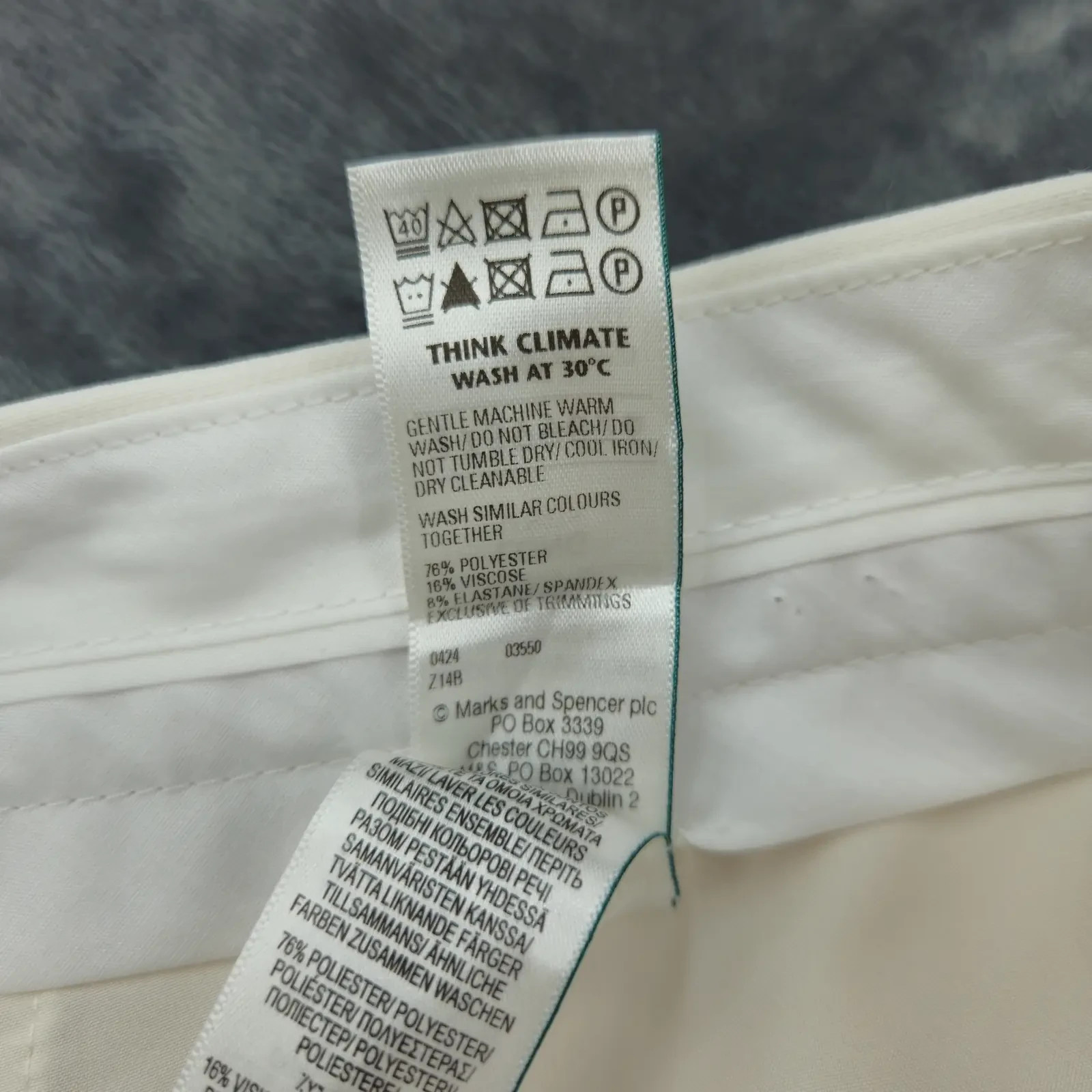 M&S Womens Wide Leg Trousers UK 12 Long Ivory High Waist Tailored Smart Stretch image 6