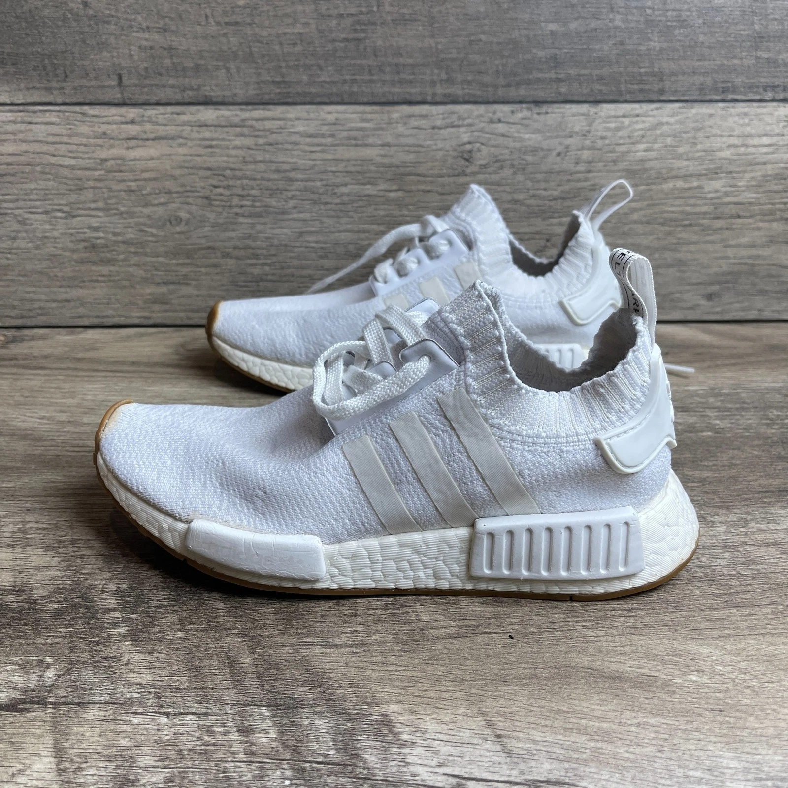 Adidas NMD R1 BY1888 Men's 6 Athletic Running Shoes Gum Pack White Sneakers