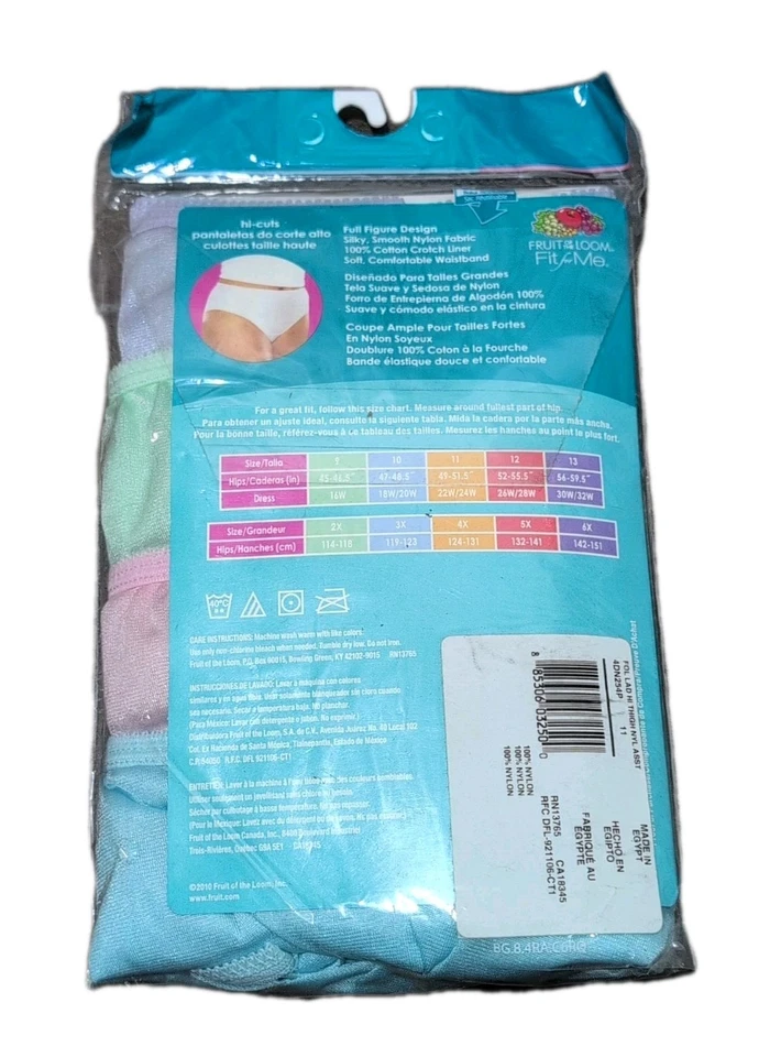 4 Pares Bragas 4XL Plus Talla 11 Vintage Fruit of the Loom Corte Alto 100% Nylon Multi Foto 2 de 4