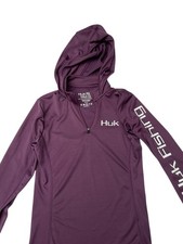 Huk Women s Icon X Hoodie Performance Fishing Shirt-long Sleeve 1/4 Zip Size XS
