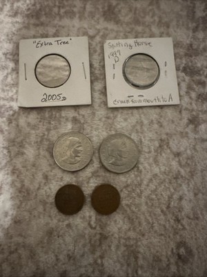 Coins  . Quarters, Pennies, Susan B anthony