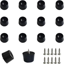 20 PCS Black Rubber Feet Pad with Stainless Screws, Non Slip Rubber Bumper Feet,