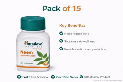 Himalaya Neem Tablets Herbal Skin Wellness Support 180 Tabs Pack of 15