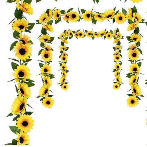 Versatile 8-Piece Fake Sunflower Vine Garland Set for Weddings & Home Decor