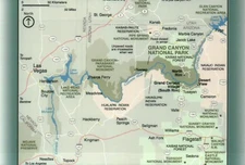 Grand Canyon National Park & Surrounding Area Map Arizona Las Vegas etc Postcard