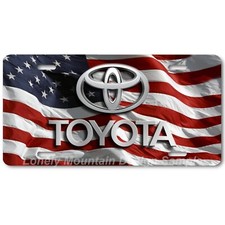 Toyota Inspired Art Gray On Us Flag Flat Aluminum Novelty Auto License Tag Plate Toyota Inspired Art Gray On Us Flag Flat Aluminum Novelty Auto License Tag Plate