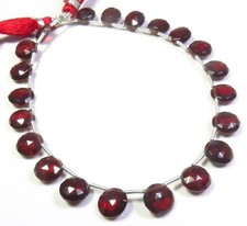 Mozambique Garnet Coin Natural Gems Faceted Beads 8.5-8.75mm 8.5"Strand GV-4093