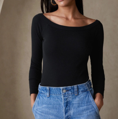 BANANA REPUBLIC Ribbed Off-Shoulder Top #580439