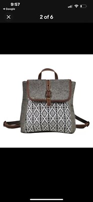 Myra Stella Backpack Bag Upcycled Canvas & Hair-On Cowhide Leather NWOT