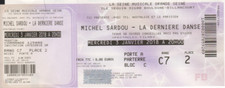 Michel Sardou Ancien Billet Ticket Vintage Concert Invitation 3 janv 2018