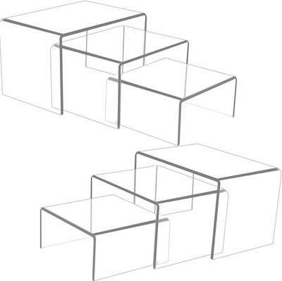 Ouskr 6 Pcs Acrylic Risers for Display, Display Riser, Clear 