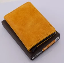 Secrid SV Men's Slim Wallet  Vintage Ochre Genuine Leather RFID Safe 12 Cards