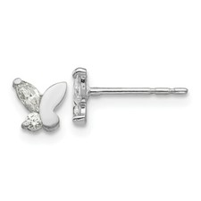 14K White Gold Clear CZ 7mm Butterfly Stud Earrings Madi K Children's Jewelry