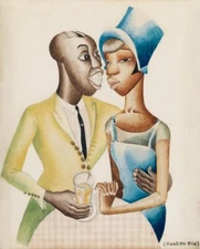 At Leroy's Miguel Covarrubias 1930 Art Print Harlem Renaissance Jazz Era Couple