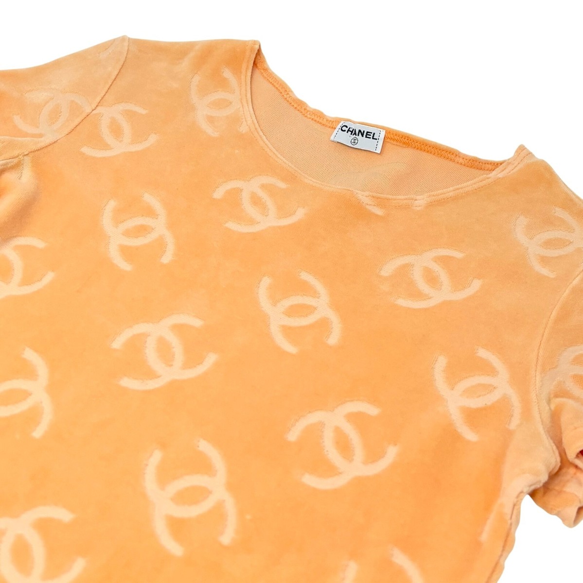 CHANEL Vintage 1996 CC Mark Logo Velour Dress #38 One-piece CHANEL Vintage 1996 CC Mark Logo Velour Dress #38 One-piece