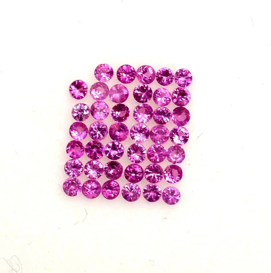 50 Pcs Natural Pink Ceylon Sapphire Round Cut Loose Gemstone GIT Certified AAA+ - Image 2 of 4